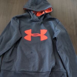 Under Armour Men's Gray Hoodie with Orange Logo